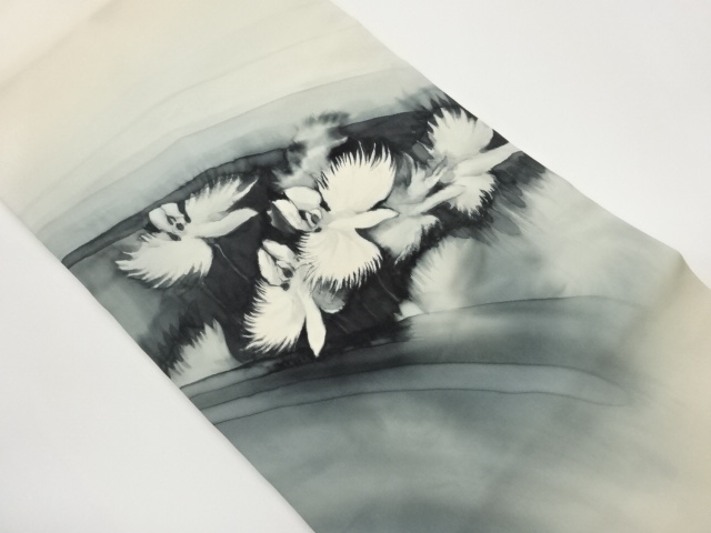 JAPANESE KIMONO / SHIOZE HAND-PAINTED SAGISO PATTERN NAGOYA OBI